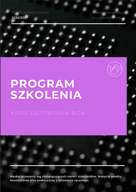 Zdjęcie frontu programu szkolenia z lutowania BGA IR/HR oferowanego przez Toten Serwis Polska.